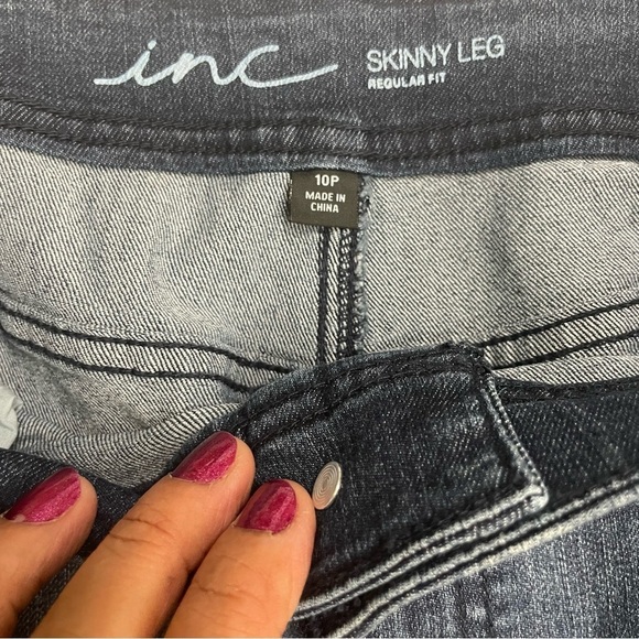 Inc Denim Embellished Skinny Leg, Petite Fit  Jeans Size 10P Glitter Sparkles - Picture 5 of 10